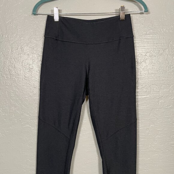 Outdoor Voices Women S Dark Gray Micro Stripe Leggings Waist Pocket Athletic - Picture 3 of 8